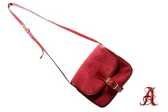 Celine Red Suede Leather Purse Shoulder Bag Burgundy Authentic