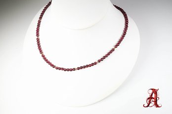 14k Yellow Gold Pearl Clasp And Beads With Red Garnet Bead Necklace Choker 30.4 Grams