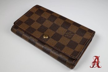 Louis Vuitton Damier Ebene PorteMonnaie Billets Tresor Wallet Brown Vintage LV