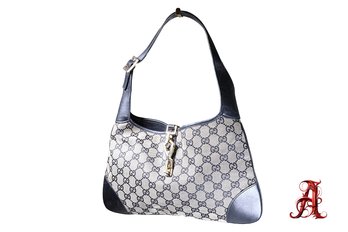 Gucci Handbag Purse Navy Guccissima Jackie Hobo Monogram