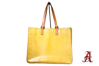 LOUIS VUITTON Monogram Vernis Columbus Tote Bag Yellow Authentic