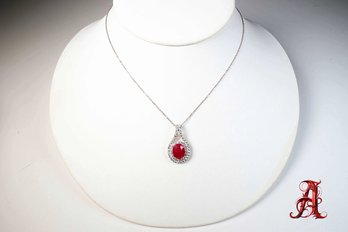 Platinum, Burma Ruby & Diamond Pendant Necklace 4.25ctw, 9.1 Grams Natural Gemstone Jewelry GIA