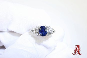 Platinum, Sapphire & Diamond Ring 1.35ctw, 5.5 Grams Natural Gemstone Jewelry Diamonds