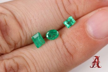 Lot Of 3 LOOSE NATURAL EMERALD 1.17CT  JEWELRY MAKING PRECIOUS GEMSTONE EMERALDS