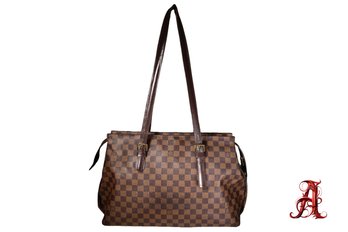 Louis Vuitton Chelsea Damier Ebene Shoulder Bag Purse Tote Handbag Authentic