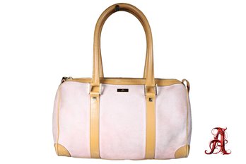 Gucci Suede Boston Top Handle Bag Pink Handbag Purse Authentic