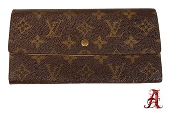 Louis Vuitton Sarah Leather Wallet Monogram Clutch Authentic