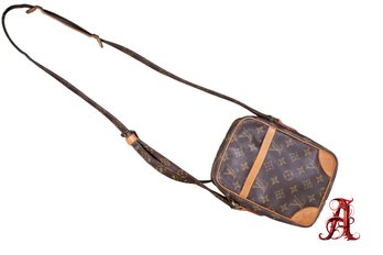 Louis Vuitton Authentic Monogram Danube Shoulder Bag Brown Sling Handbag