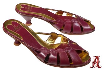 Vintage Fendi Leather Pumps Heels Magenta Authentic