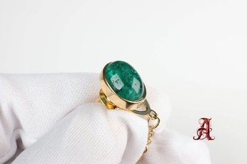 18k Yellow Gold, Natural Emerald Pin Tie Tack 5.51ct Natural Loose Gemstone Jewelry