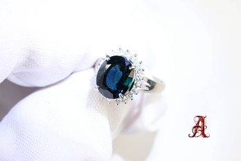 Platinum, Sapphire & Diamond Ring, 5.1ctw, 5.3 Grams Natural Gemstone Jewelry Diamonds