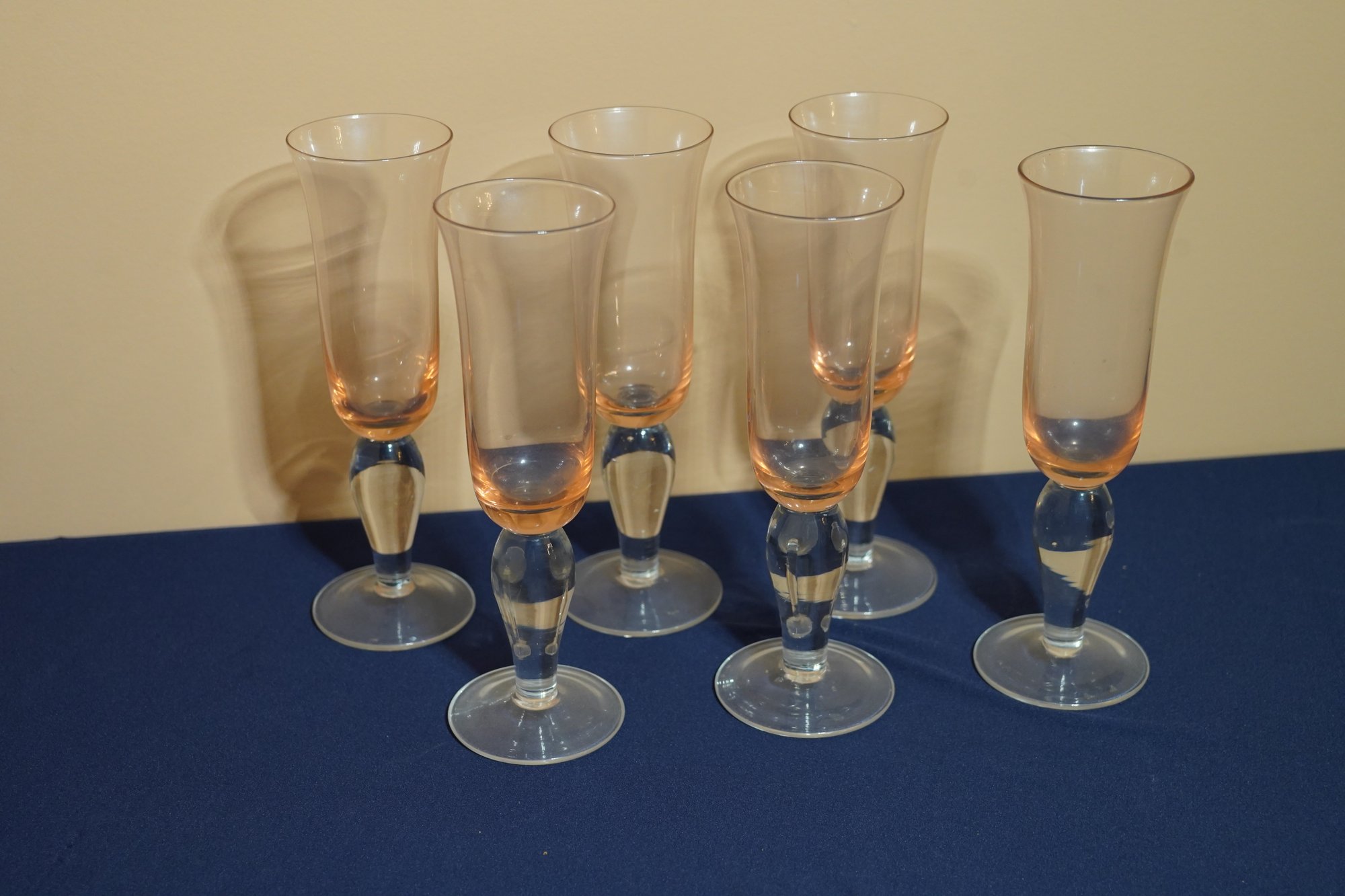 Vintage Orange Color Glass Champagne Flutes #58829 | Auctionninja.com