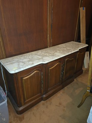 Antique Marble Top Solid Wood Buffet Cabinet