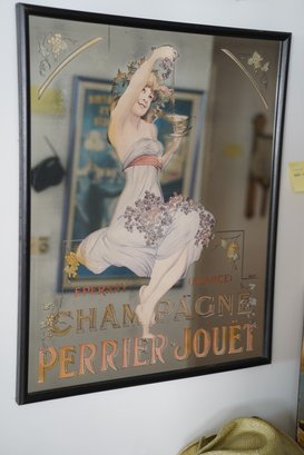 Vintage Champagne Perrier Jovet Advertising Mirror