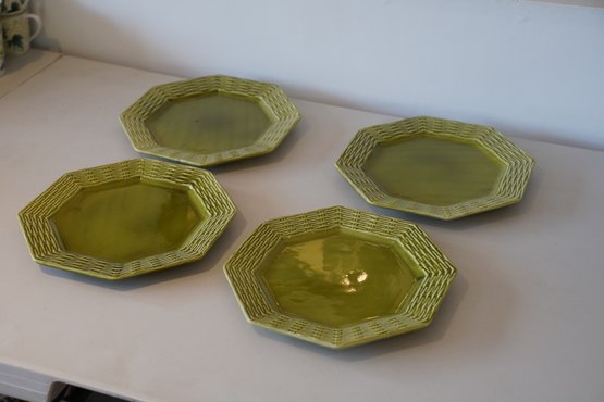 Ciao Italya Hand Painted Made In Italy Green Plates Set Of 4
