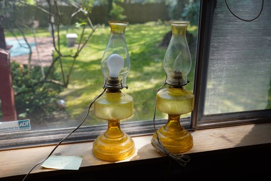 Pair Of Electric Oil Lamps