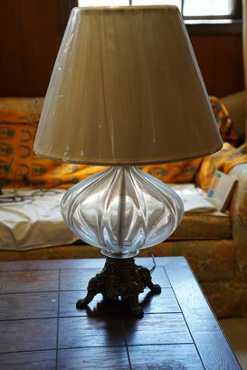 Vintage Art Nouveau Brass Base Glass Lamp