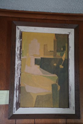 Charming Abstract Print On Board With Wood Frame, 15.5x21.5
