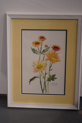 Louise A. Signed Watercolor Flower, 12x16 Inches