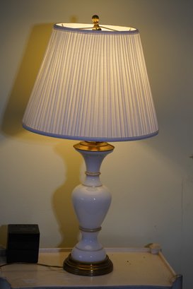 Wonderful Milk Glass Lamp With Brass Accents