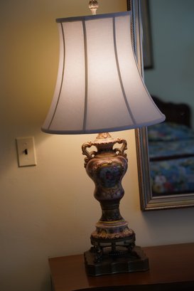 Antique Porcelain Lamp With Metal Base
