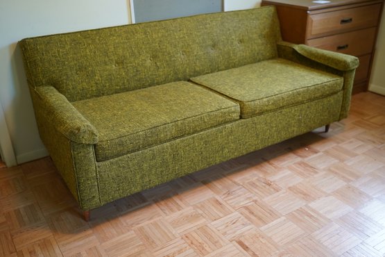 Blast From The Past! Vintage Mid Century Modern Green Colored Sofapull Out Bed