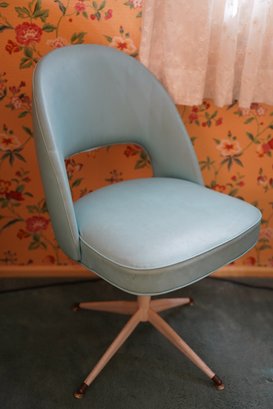 Mid Century Modern Blue Swivel Chair
