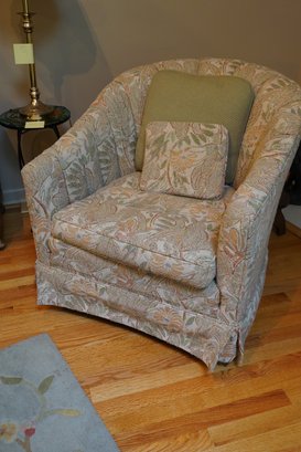 Plant Design Cloth Arm Club Chair With Matching Pillow