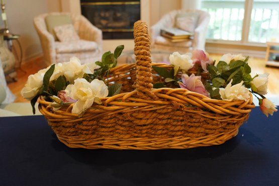 Wicker Basket With Fake Flower Decoration