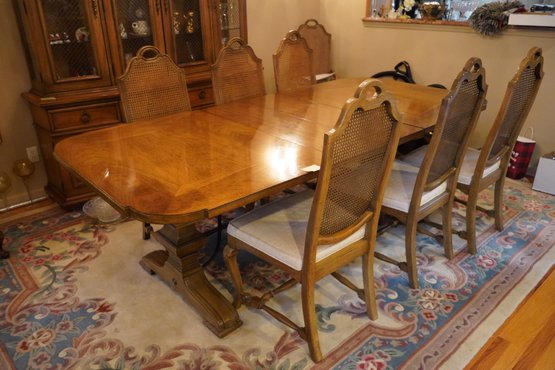 Antique Solid Wood Dining Table With 6 Chairs