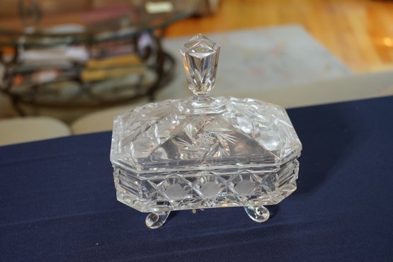 Vintage Beautiful Lead Crystal Footed Candy Dish With Lid