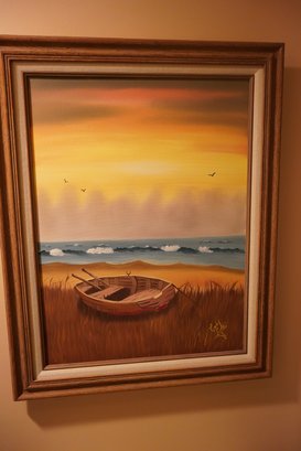 Corby Figotti Sunset Beach Scenery Oil Painting, 23x29 Inches