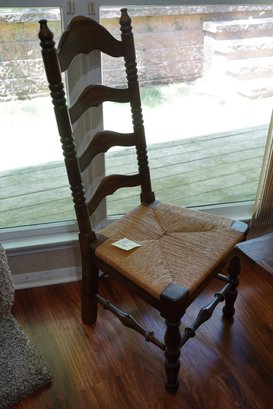 Antique Wood Chair With Wicker Cushion