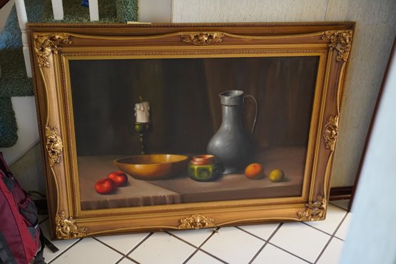 Gold Gilded French Provibical Style- Oil On Canvas Signed J Glotzer With Gold Gilded Frame, 335x4525