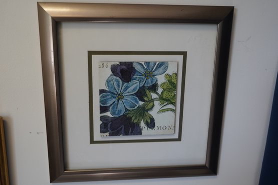Blue And Purple Framed Flower Print, 13.5x13.5 Inches