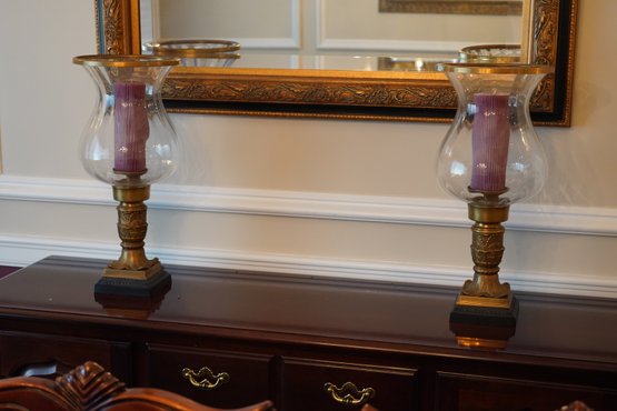 Beautiful Pair Of Hurricane Style Candle Holders