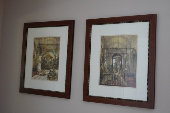 Lot Of 2 Antique Reproduction Prints, 22.5x25.5 Inches