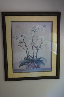 Framed White Flower On Wicker Basket Print,  33x39.5 Inches