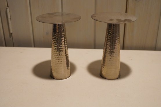 Silver Metal Candle Stands