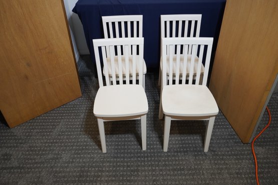 Set Of 4 White Color Children Wood Chairs