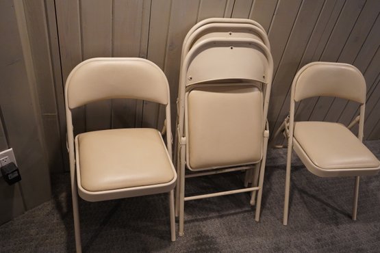 Summer Ready! Set Of 5 Folding Chairs With Cushion Seat