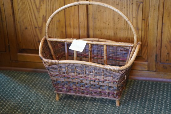 Vintage Wicker/bamboo Basket/magazine Rack