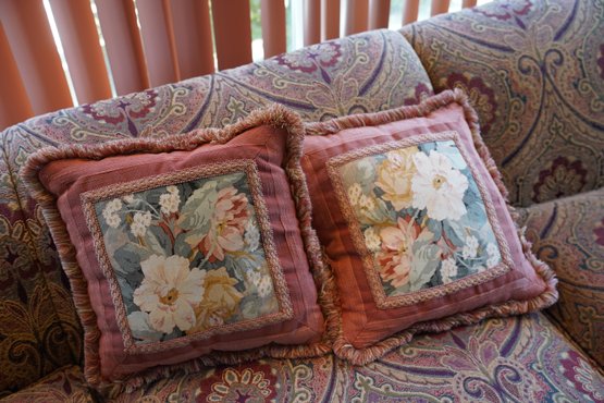 Lot Of 2 Floral Pattern Decorative Pillows