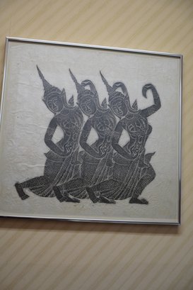 Mesmeric Original Thai Temple Charcoal Rubbing On Rice Paper