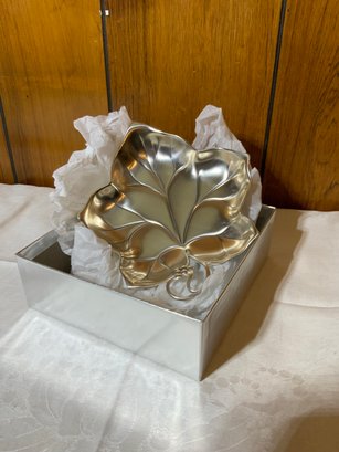 NOS -Vintage Ikora Definite Difference, Silverplate New In Box Leaf Shaped Tray