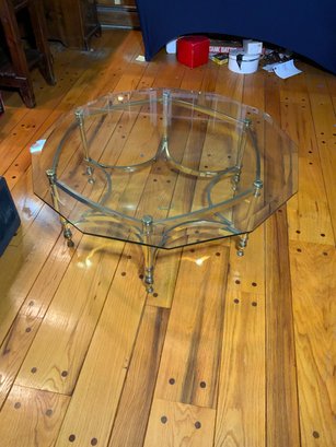 Competempary  Directoire Style Dodecagon Glass Top Coffee Table
