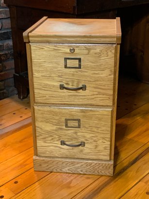 Vintage Wood 2-drawer File Cabinet, No Key