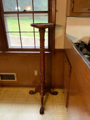 Vintage Mahogany Carved Solid Wood Paint Stand Tall Ball In Claw