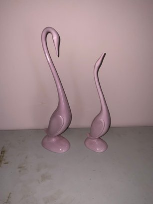 MCM Pink Ceramic Swan Sculptures