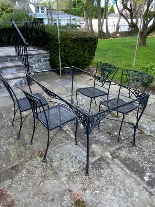 Black Colored Cast Iron Patio Chairs & Table